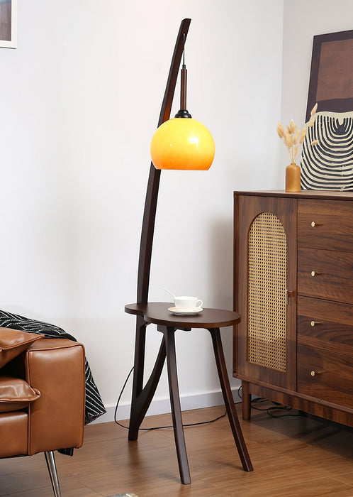 Arc Wood Hanging Floor Lamp.