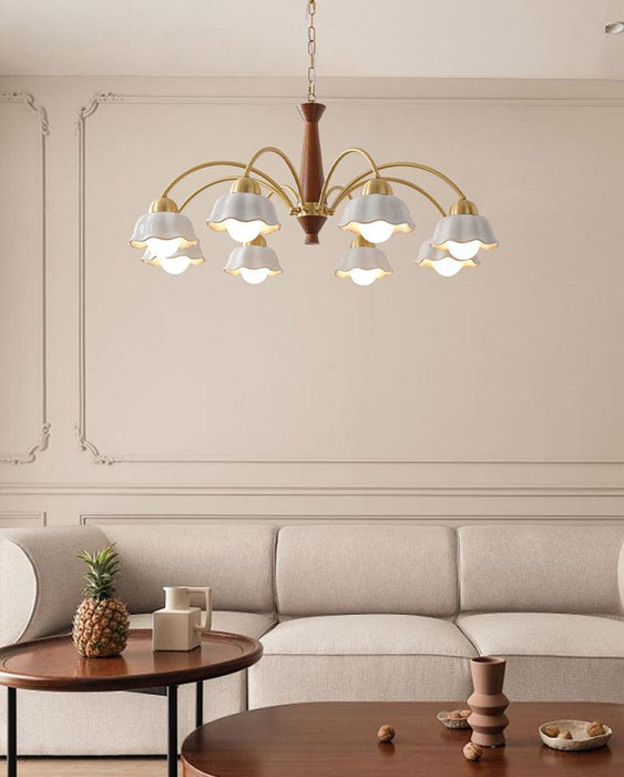 Swedish Modern Brass Chandelier.