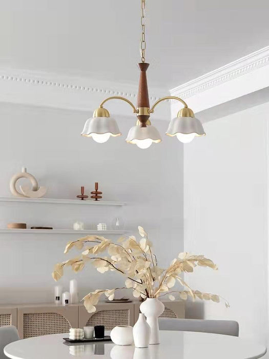 Swedish Modern Brass Chandelier.