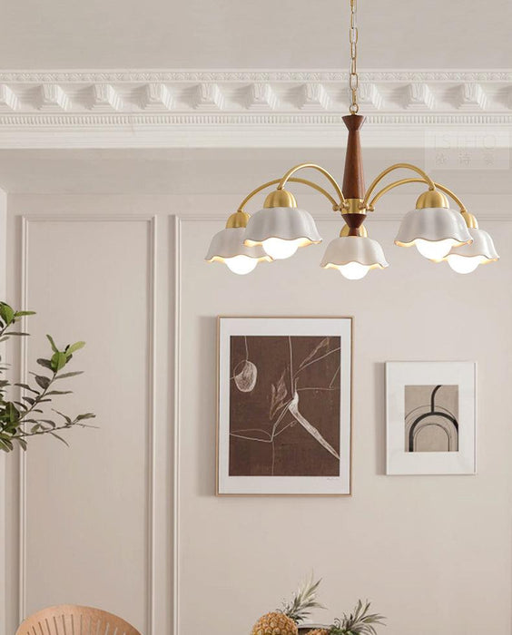 Swedish Modern Brass Chandelier.