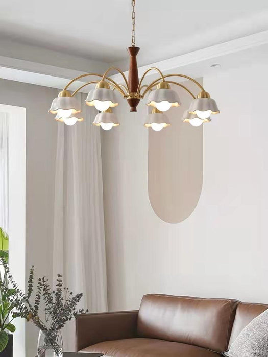 Swedish Modern Brass Chandelier.