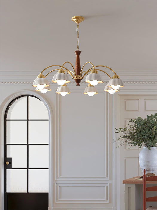 Swedish Modern Brass Chandelier.