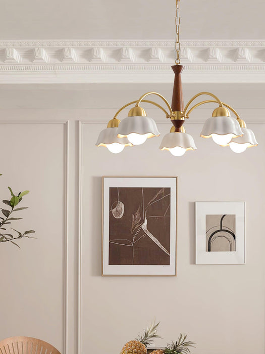 Swedish Modern Brass Chandelier.