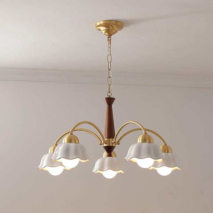 Swedish Modern Brass Chandelier.