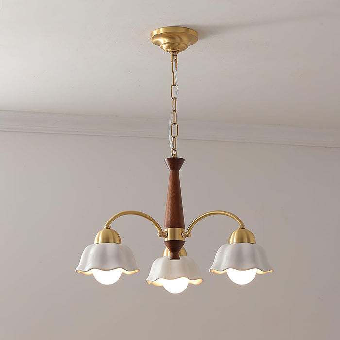 Swedish Modern Brass Chandelier.