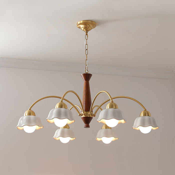 Swedish Modern Brass Chandelier.