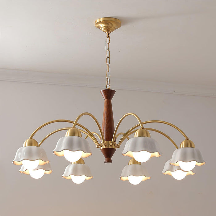 Swedish Modern Brass Chandelier.