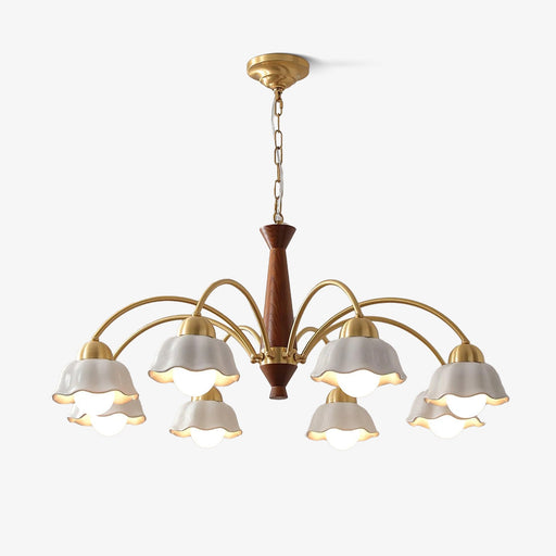 Swedish Modern Brass Chandelier.