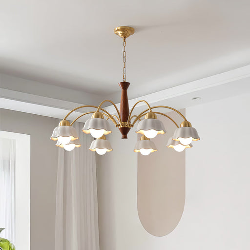 Swedish Modern Brass Chandelier.