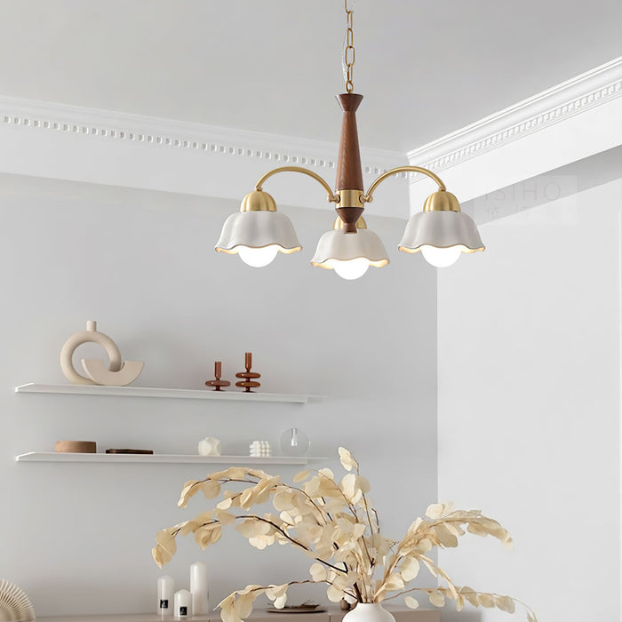 Swedish Modern Brass Chandelier.