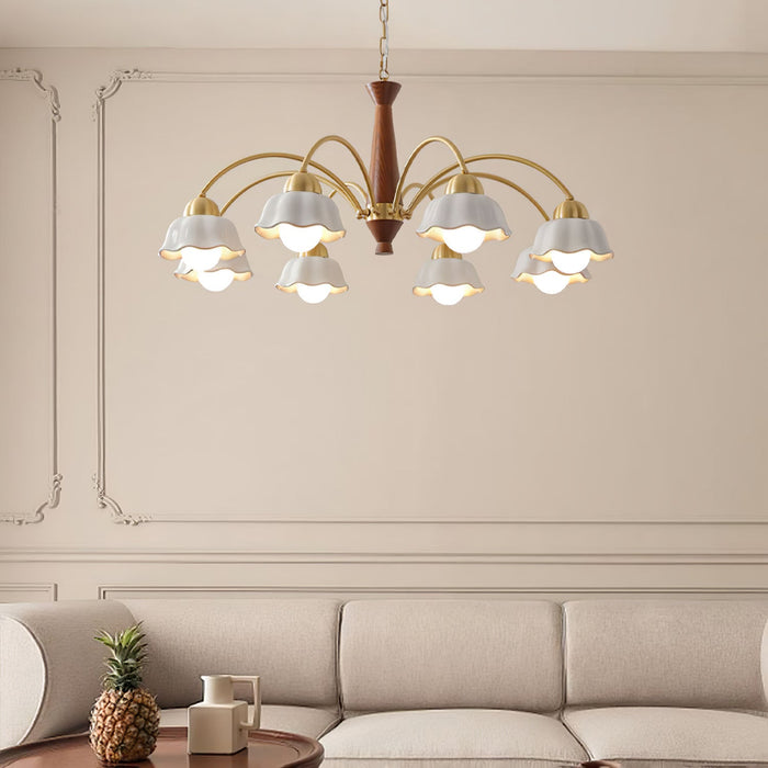 Swedish Modern Brass Chandelier.