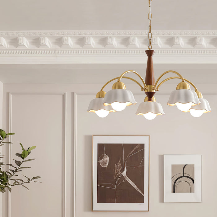 Swedish Modern Brass Chandelier