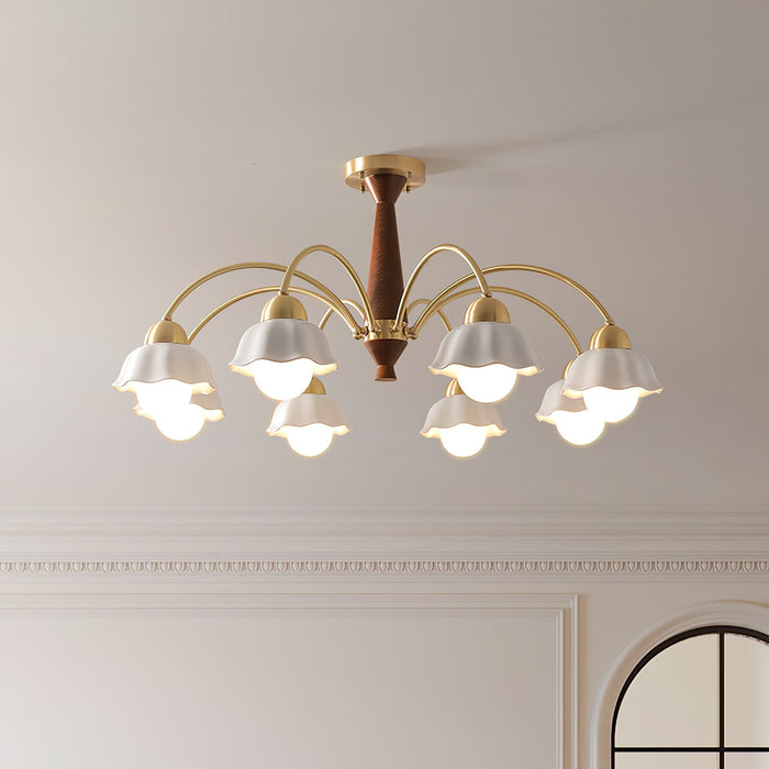 Swedish Modern Brass Chandelier.