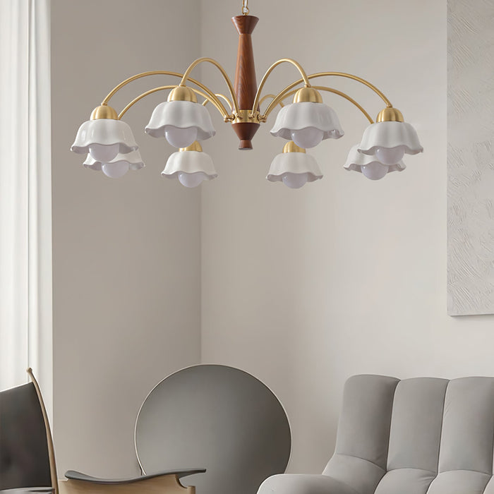 Swedish Modern Brass Chandelier