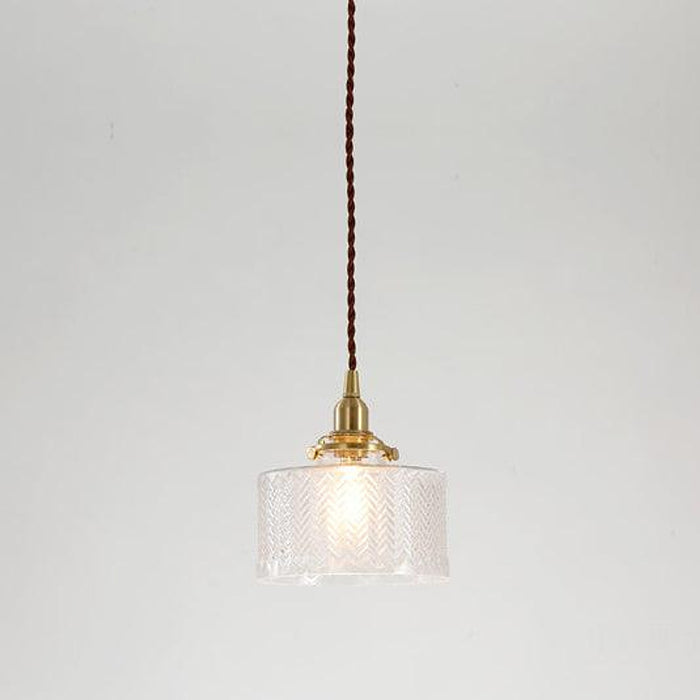 Matilda Glass Mid Century Vintage look Brass Fitting Pendant Light-DWHOME