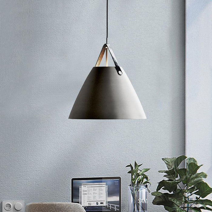 Leather Strap Suspension Minimalist Pendant  Light.