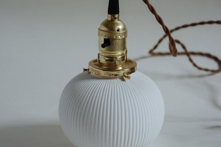 Sjöborre Art Deco White Glass Shade Brass Fitting Pendant Light.