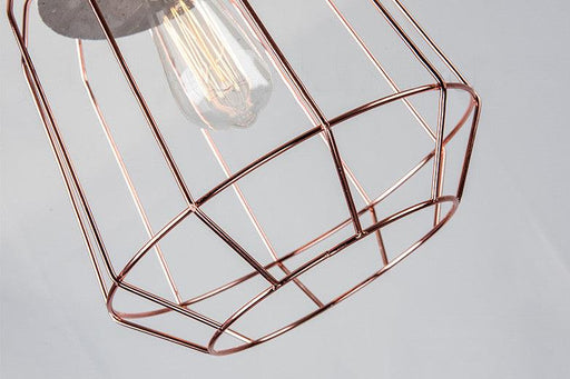 Sangkar Rose copper gold Cage Pendant Light With Concrete Base.