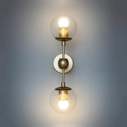 Ritz Duo Brass Fitting Clear Glass Wall Light Sconce.