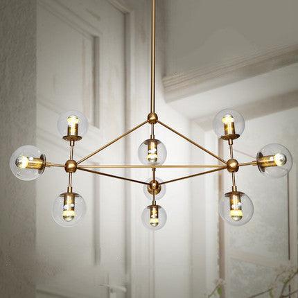 Ritz 10 Bulb Brass Pendant Light.