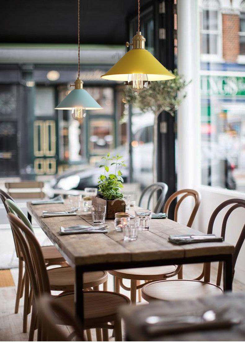 Pastel Coloured Cone Shade Industrial Pendant Light-DWHOME