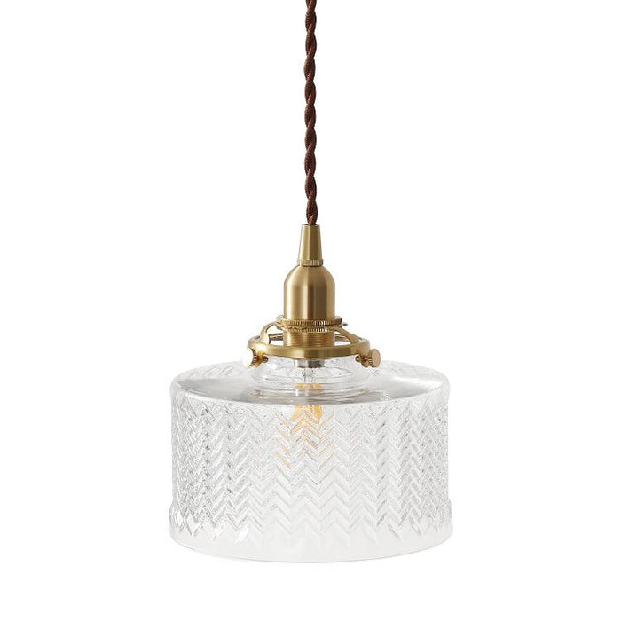 Matilda Glass Mid Century Vintage look Brass Fitting Pendant Light.