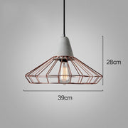 Sangkar Rose copper gold Cage Pendant Light With Concrete Base-DWHOME