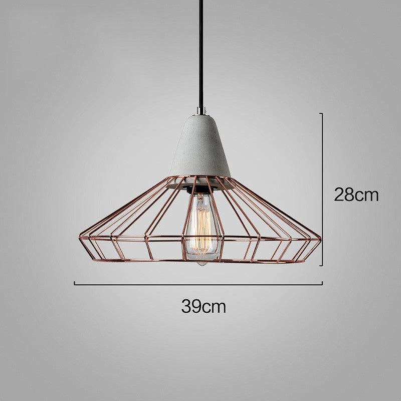 Sangkar Rose copper gold Cage Pendant Light With Concrete Base-DWHOME