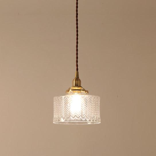 Matilda Glass Mid Century Vintage look Brass Fitting Pendant Light.