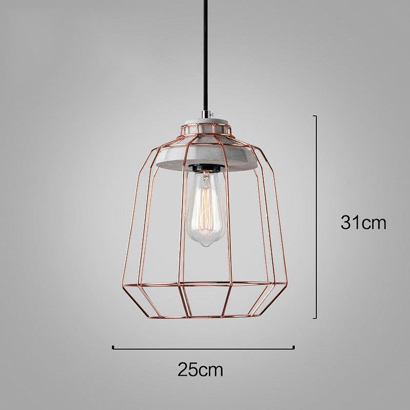 Sangkar Rose copper gold Cage Pendant Light With Concrete Base-DWHOME