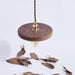 Walnut Wooden Shade Brass Pendant Light.