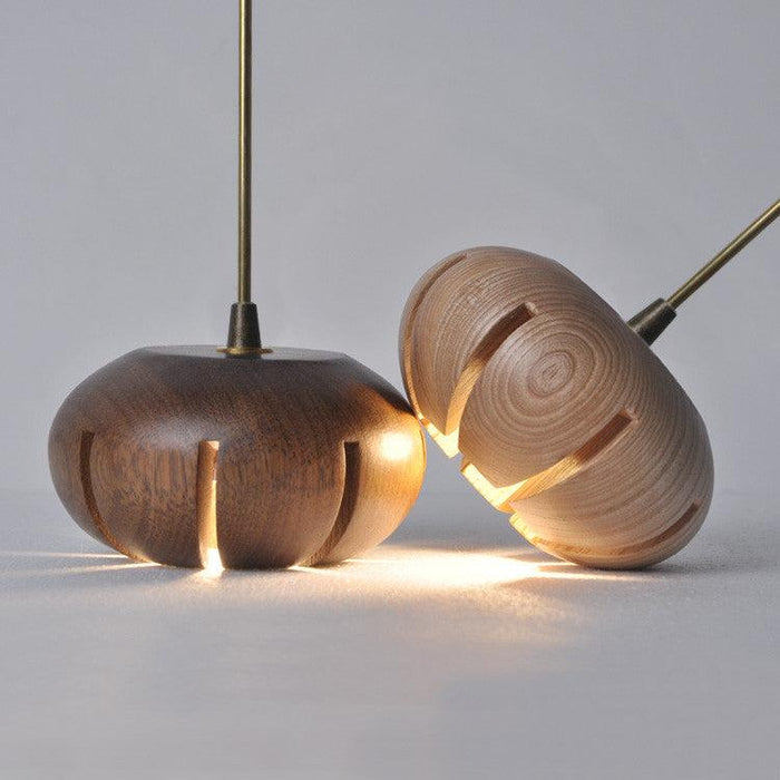 Wooden Petal Round Cluster Pendant Light.