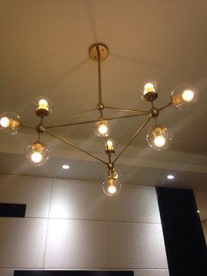 Ritz 10 Bulb Brass Pendant Light.