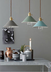 Pastel Coloured Cone Shade Industrial Pendant Light-DWHOME