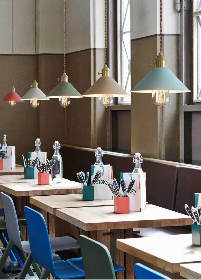Pastel Coloured Cone Shade Industrial Pendant Light-DWHOME
