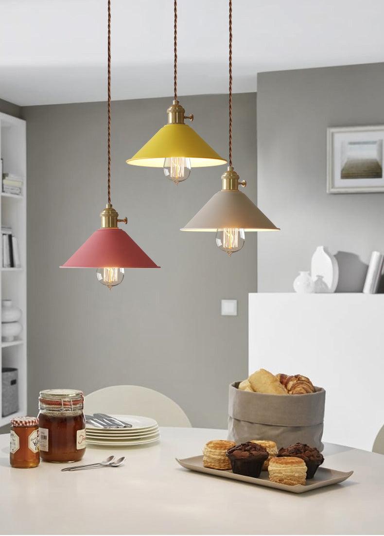 Pastel Coloured Cone Shade Industrial Pendant Light-DWHOME