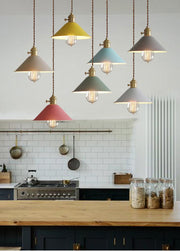 Pastel Coloured Cone Shade Industrial Pendant Light-DWHOME