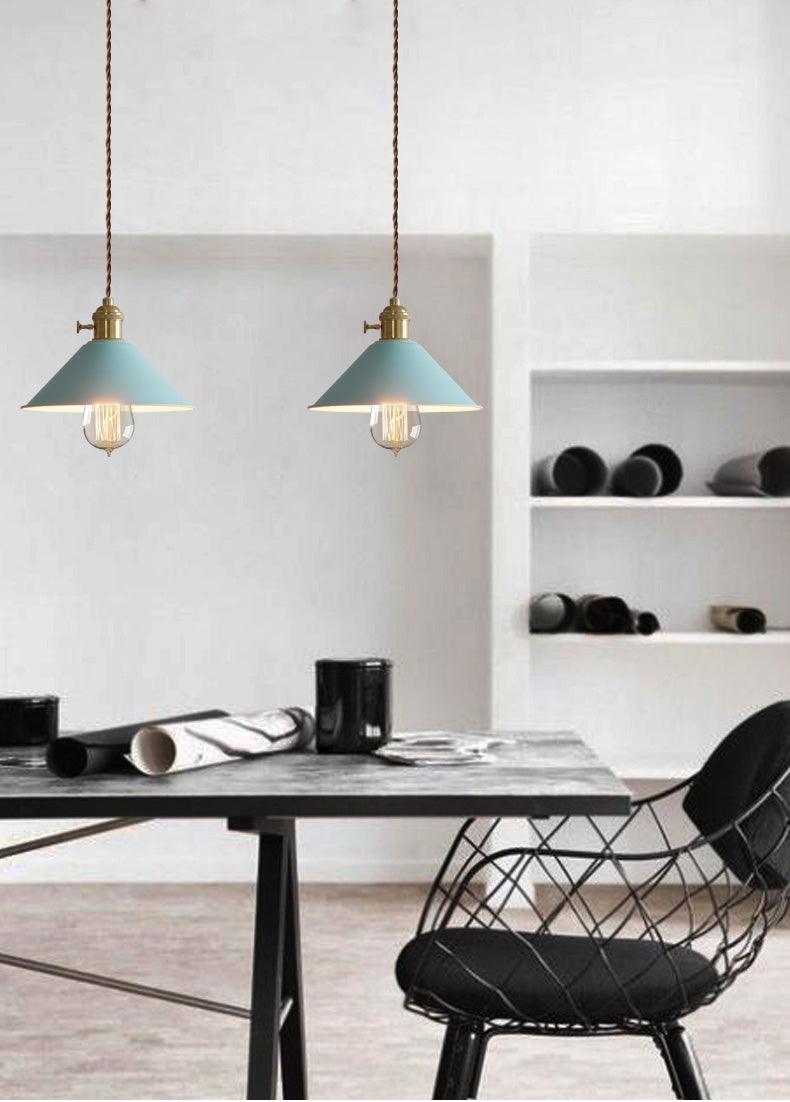 Pastel Coloured Cone Shade Industrial Pendant Light-DWHOME