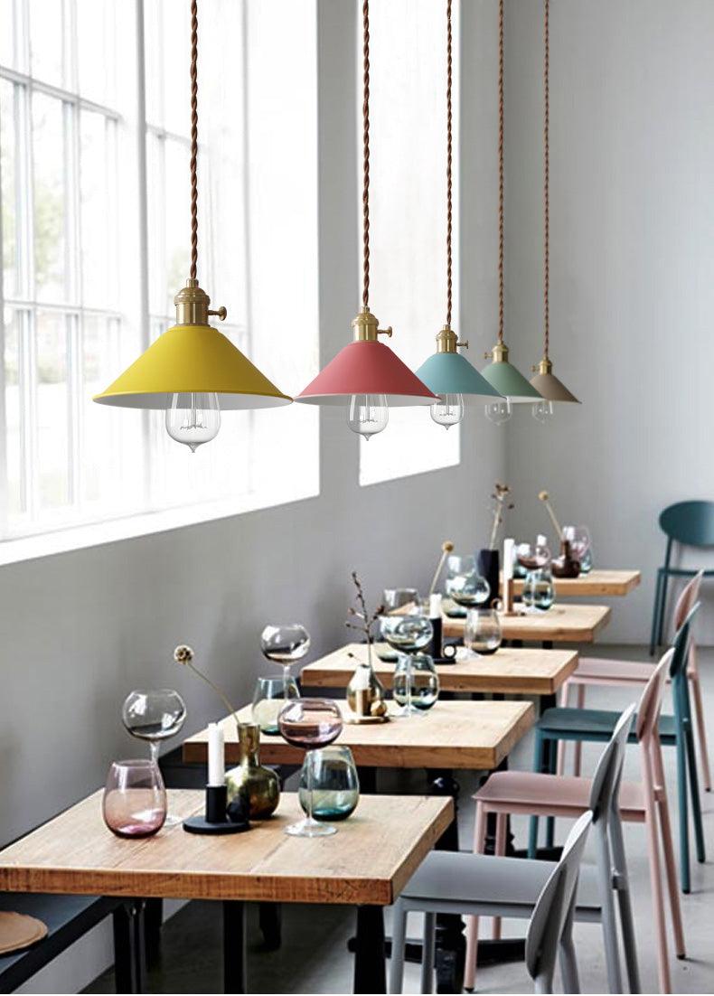 Pastel Coloured Cone Shade Industrial Pendant Light-DWHOME