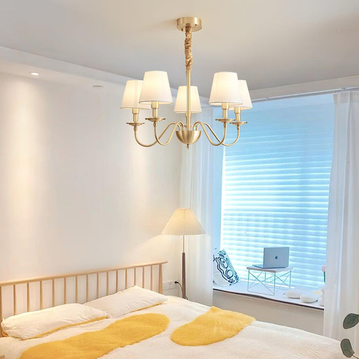 Tapered Fabric Brass Chandelier-DWHOME