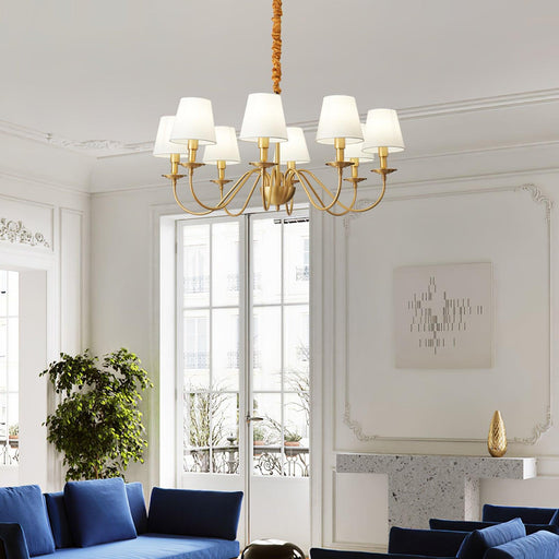 Tapered Fabric Brass Chandelier-DWHOME