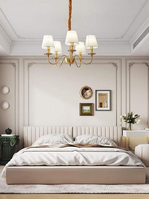 Tapered Fabric Brass Chandelier-DWHOME