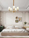 Tapered Fabric Brass Chandelier.