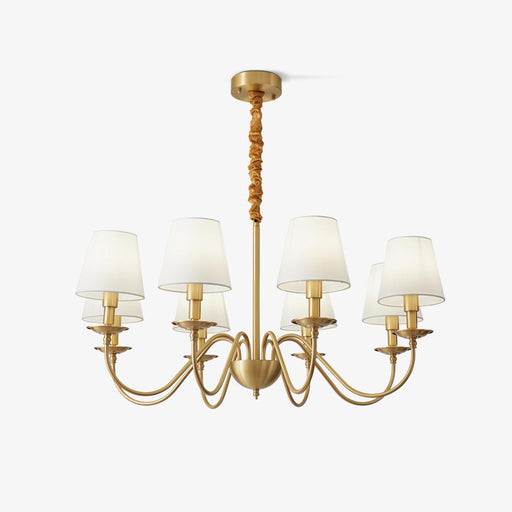 Tapered Fabric Brass Chandelier.