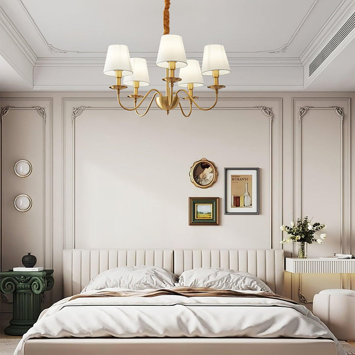 Tapered Fabric Brass Chandelier-DWHOME