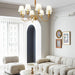Tapered Fabric Brass Chandelier-DWHOME