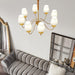 Tapered Fabric Brass Chandelier.