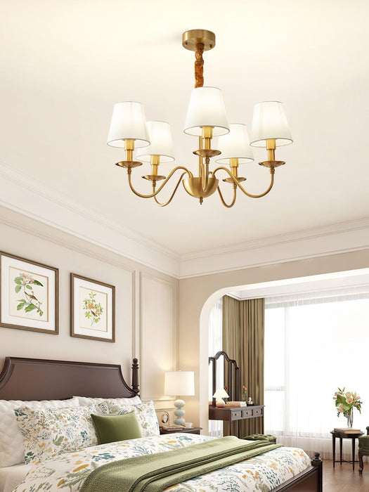 Tapered Fabric Brass Chandelier - Vakkerlight