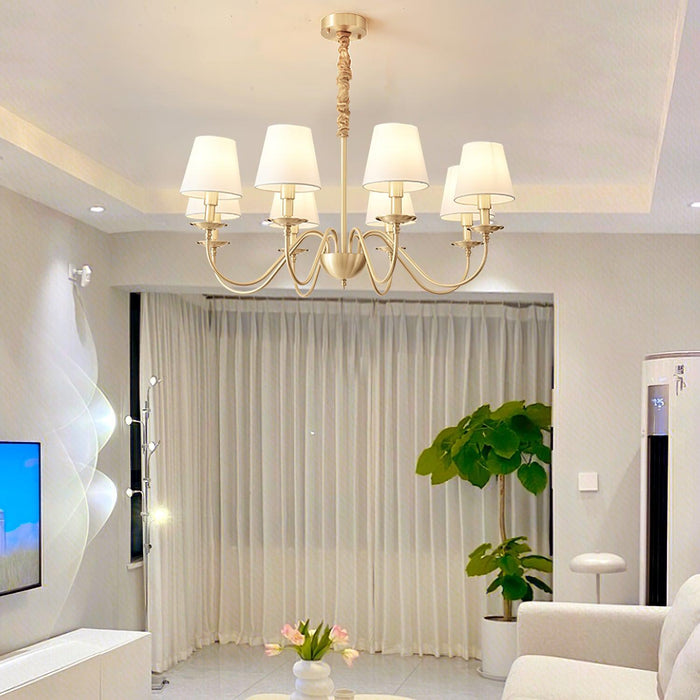 Tapered Fabric Brass Chandelier-DWHOME