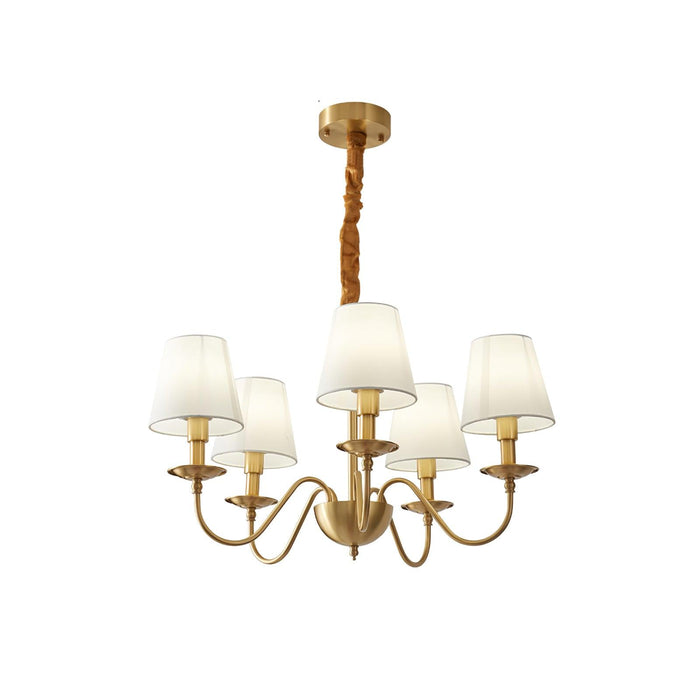 Tapered Fabric Brass Chandelier.